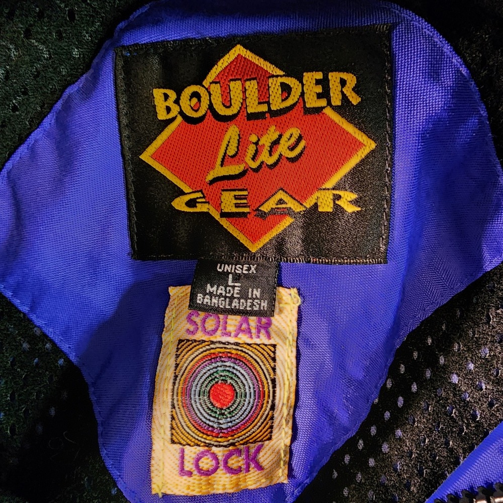 Vintage Boulder Lite‎ Gear Mens Black Purple/Blue Hooded Insulated Ski Jacket L - Picture 6 of 6